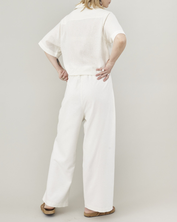 Pantaloni de vară bufanți, conici, cu pliuri și talie înaltă, din țesătură de in [3]