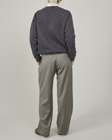 Pantaloni de damă drepți, lejeri, din stofă de lână kaki [7]