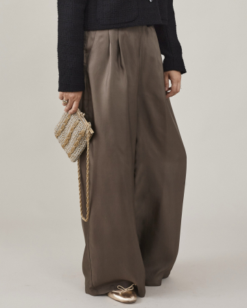 Pantaloni dama palazzo din twill de matase naturala [1]