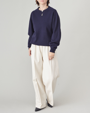 Pantaloni damă albi eleganți, largi, cu talie înaltă, pliuri [8]