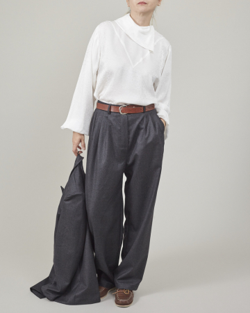 Toți pantalonii - Pantaloni dama gri din stofa de lana 100%