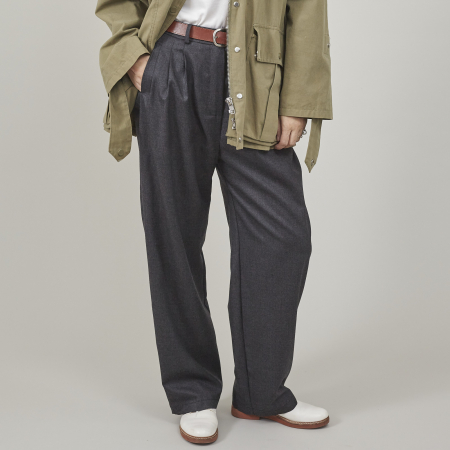 Pantaloni dama gri din stofa de lana 100% [8]