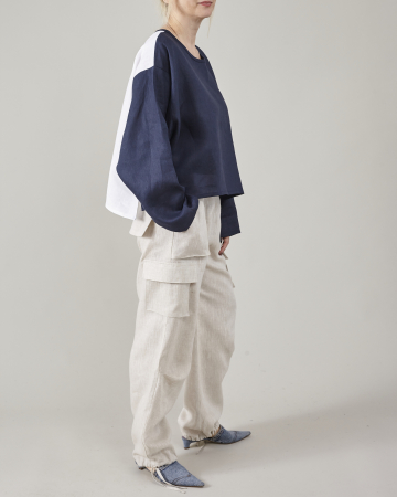 Pantaloni de in, model cargo, pentru femei [1]