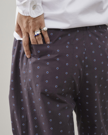 Pantaloni dama tip pajama, cu dungi si buline, din poplin de bumbac [7]