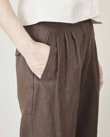 Pantaloni lungi de vară, largi, cu pliuri, din țesătură de in, eleganți pentru birou [4]