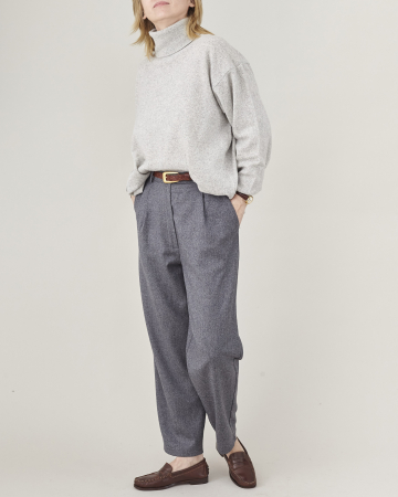 pantaloni dama stofa lana gri