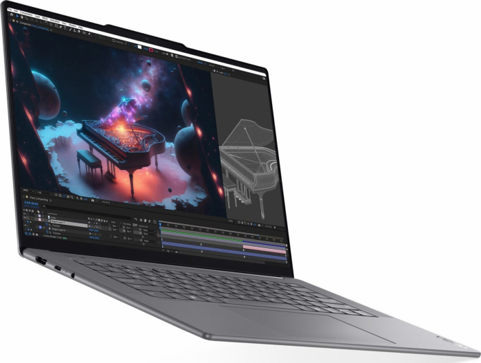 Laptop Lenovo Yoga Slim 7i G9 Aura Edition, 15.3" 2.8K Touchscreen, Intel® Core™ Ultra 7 256V pana la 4.8 GHz, 16 GB RAM LPDDR5x 8533, 512 GB SSD, Intel Arc Graphics 140V, Windows 11 Home, Luna Grey [2]