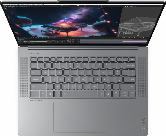 Laptop Lenovo Yoga Slim 7i G9 Aura Edition, 15.3" 2.8K Touchscreen, Intel® Core™ Ultra 7 256V pana la 4.8 GHz, 16 GB RAM LPDDR5x 8533, 512 GB SSD, Intel Arc Graphics 140V, Windows 11 Home, Luna Grey [3]