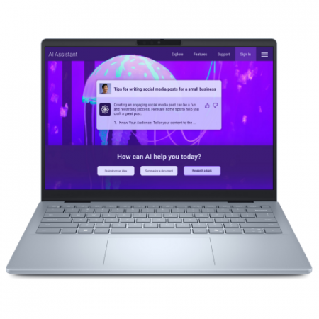 Laptop DELL 14 Plus, 14" 2.5K, Intel® Core™ Ultra 7 256V pana la 4.8 GHz, 16 GB RAM LPDDR5x, 1 TB SSD, Intel Arc Graphics, Windows 11 Home, Ice Blue