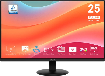 Monitoare - Monitor MSI Pro MP252, 24.5" Full HD 1920 x 1080, IPS, 4 ms, 100 Hz, Black