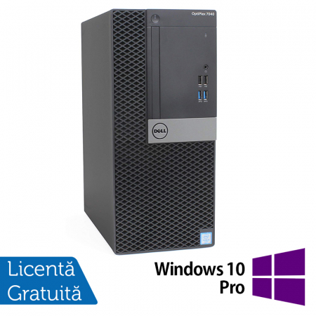 Calculatoare Refurbished - Calculator Refurbished DELL OptiPlex 7040 Tower, Intel Core i5-6500 3.20GHz, 8GB DDR4, 256GB SSD, DVD-RW + Windows 10 Pro