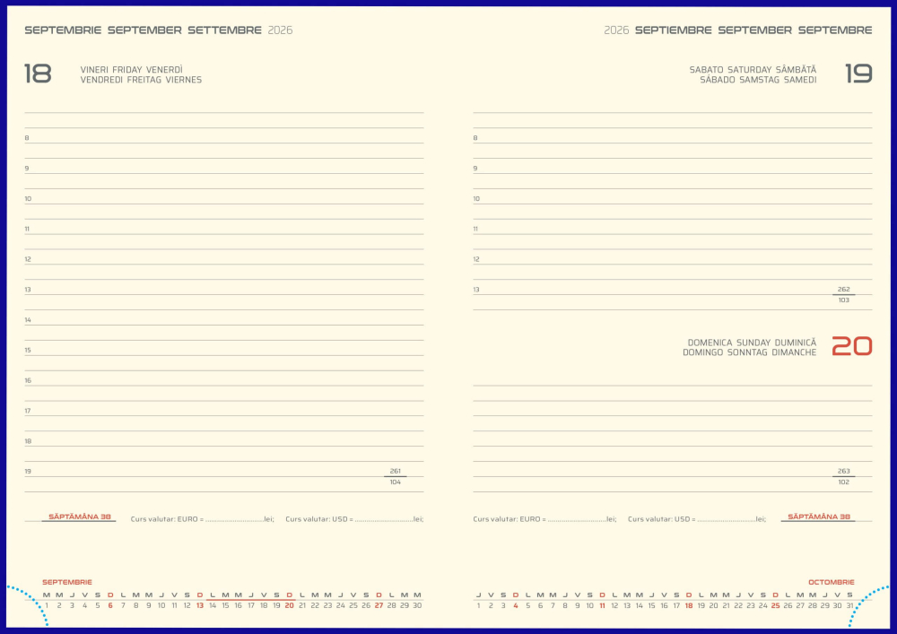 Agenda Lux A5 cu fermoar, Interior datat detașabil, Bluette Blu [3]