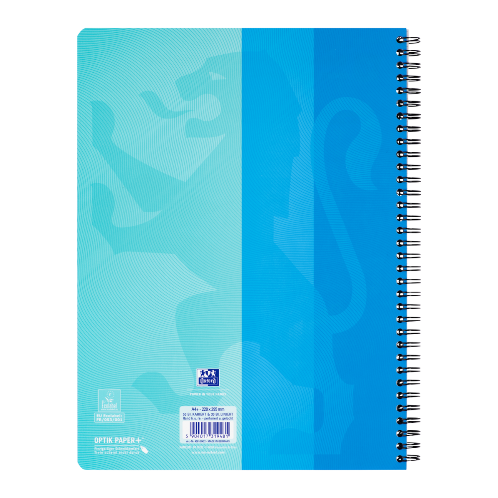 CAIET OXFORD TOUCH DUO A4+ 80F SCRIBZEE ECOLABEL DICTANDO+PATRATELE ALBASTRU AQUA [3]