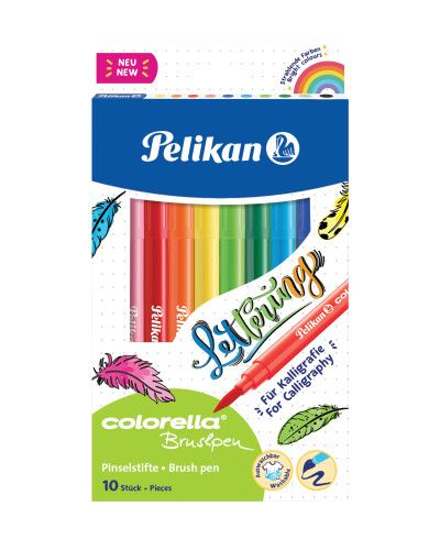 Carioci Pelikan Colorella Super Brush, 10 culori, varf pensula [1]