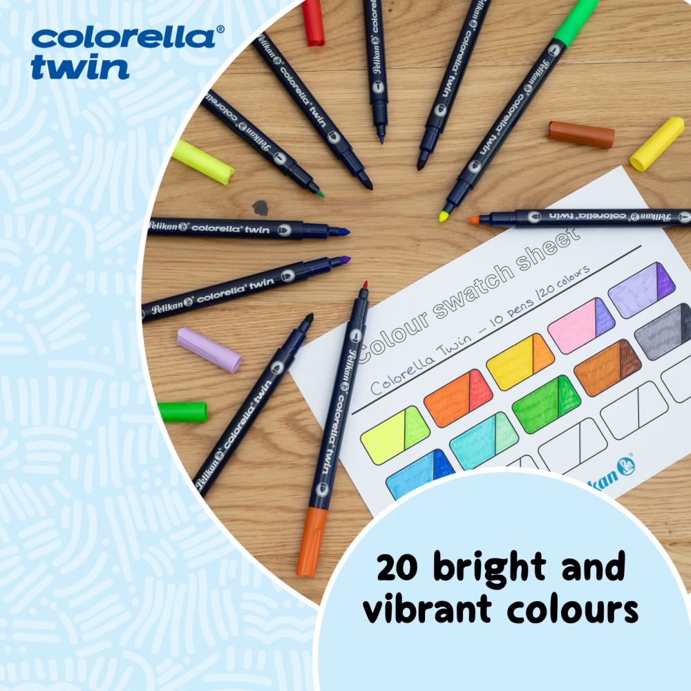 Carioci Pelikan Colorella Twin set 10 bucati = 20 culori + textmarker dublu [5]