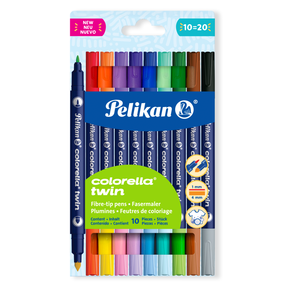 Carioci Pelikan Colorella Twin set 10 bucati = 20 culori + textmarker dublu [2]