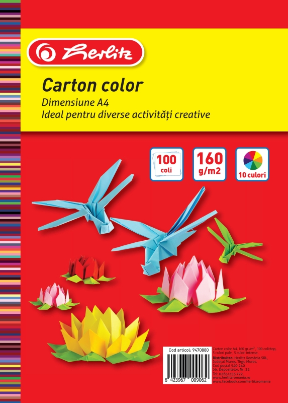 Carton color A4 160g 100 coli (10 culori) Herlitz [1]