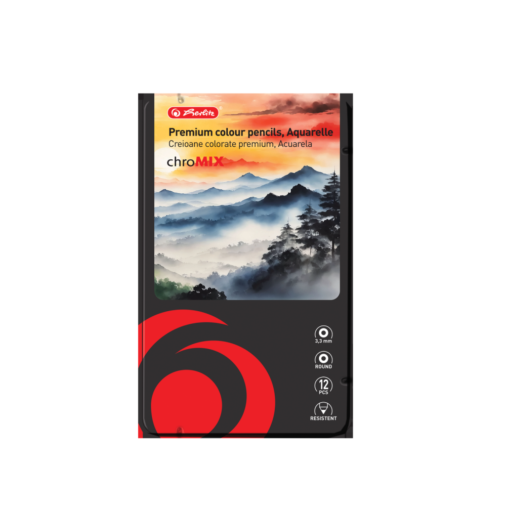 CREIOANE COLORATE AQUARELLE ROTUNDE CORP NEGRU 3.3MM SET12+PENSULA CUTIE METAL [1]