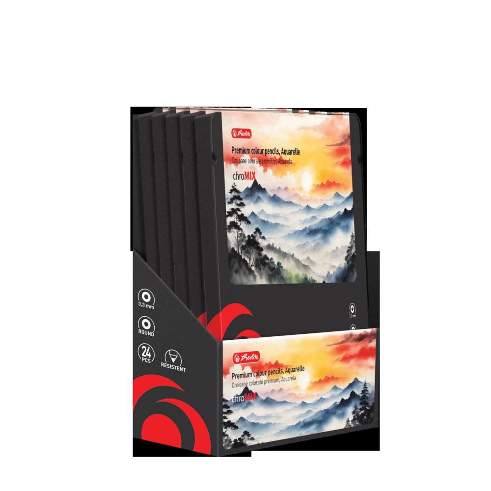 CREIOANE COLORATE AQUARELLE ROTUNDE CORP NEGRU 3.3MM SET24+PENSULA CUTIE METAL [2]