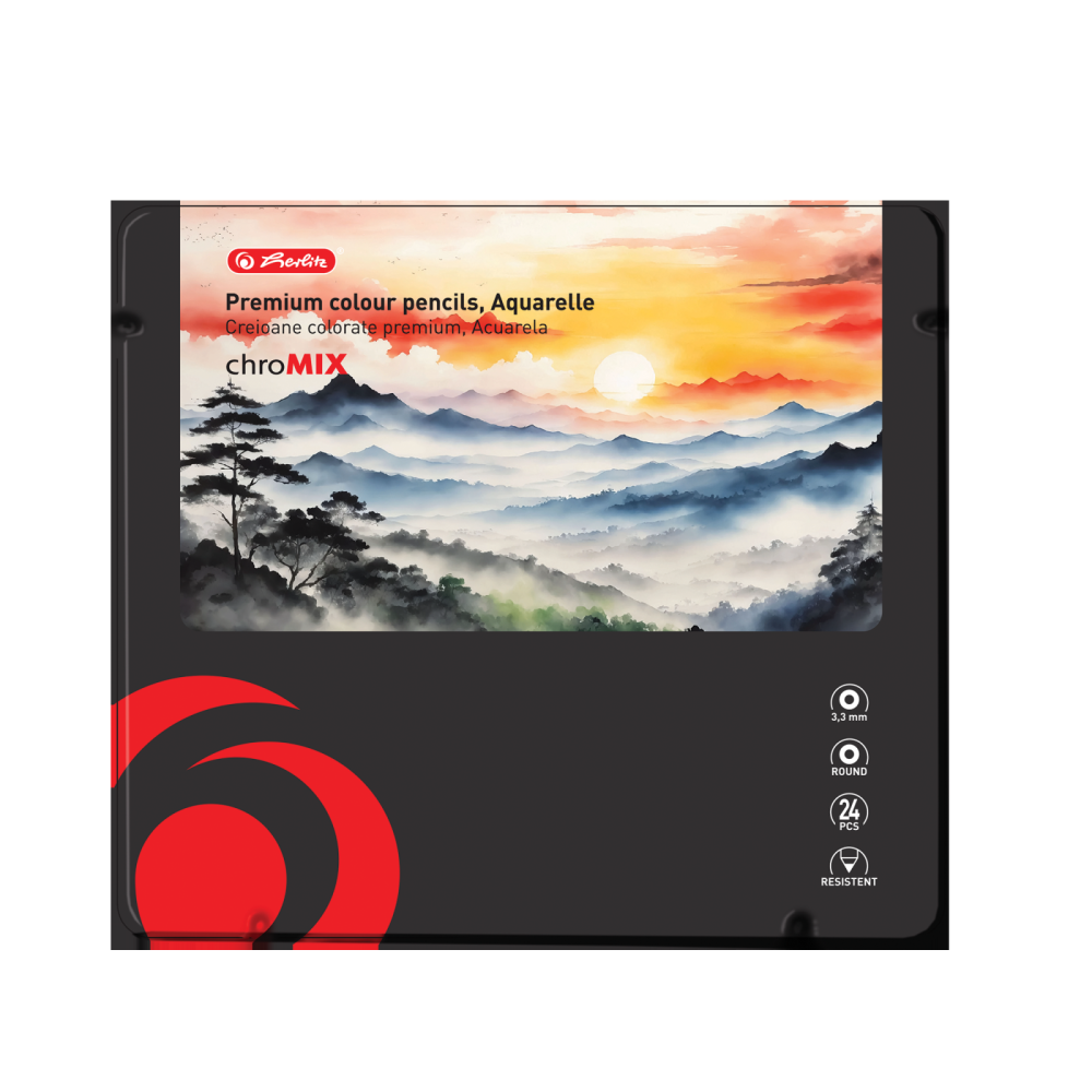 CREIOANE COLORATE AQUARELLE ROTUNDE CORP NEGRU 3.3MM SET24+PENSULA CUTIE METAL [1]