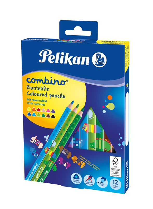 Creioane colorate Pelikan Combino, 12 culiri, triunghiulare groase [1]