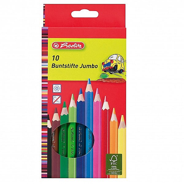 Creioane colorate Jumbo 10 culori Herlitz [1]