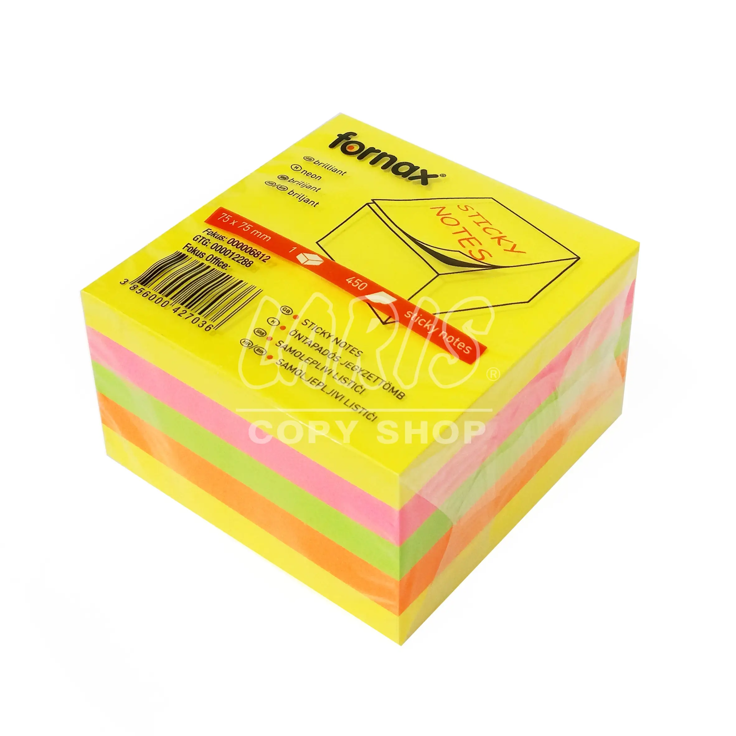 Cub notite adezive neon 75x75 mm 450 file Fornax [1]