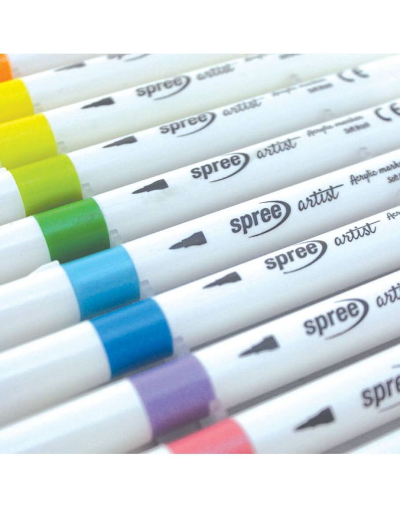 Marker acrilic cu varf pensula 24 culori Spree [4]