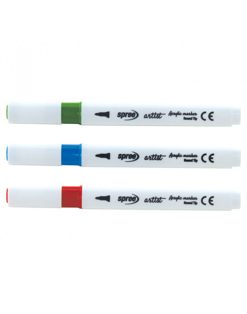 Marker acrilic triunghiular cu varf pensula, 36 culori + 2 negre, Spree [4]