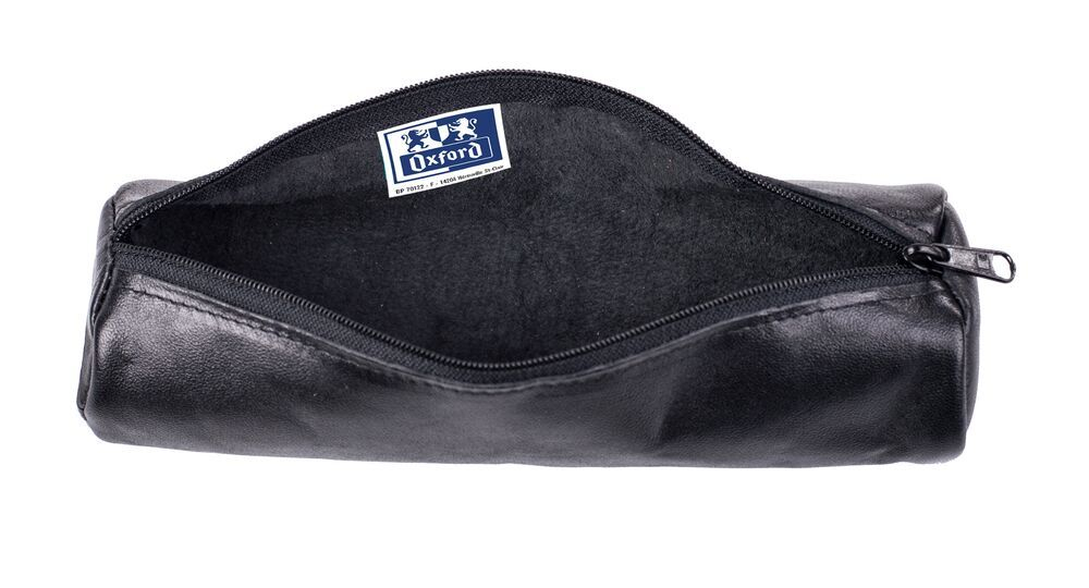 Penar etui rotund Oxford din piele naturala, negru [3]