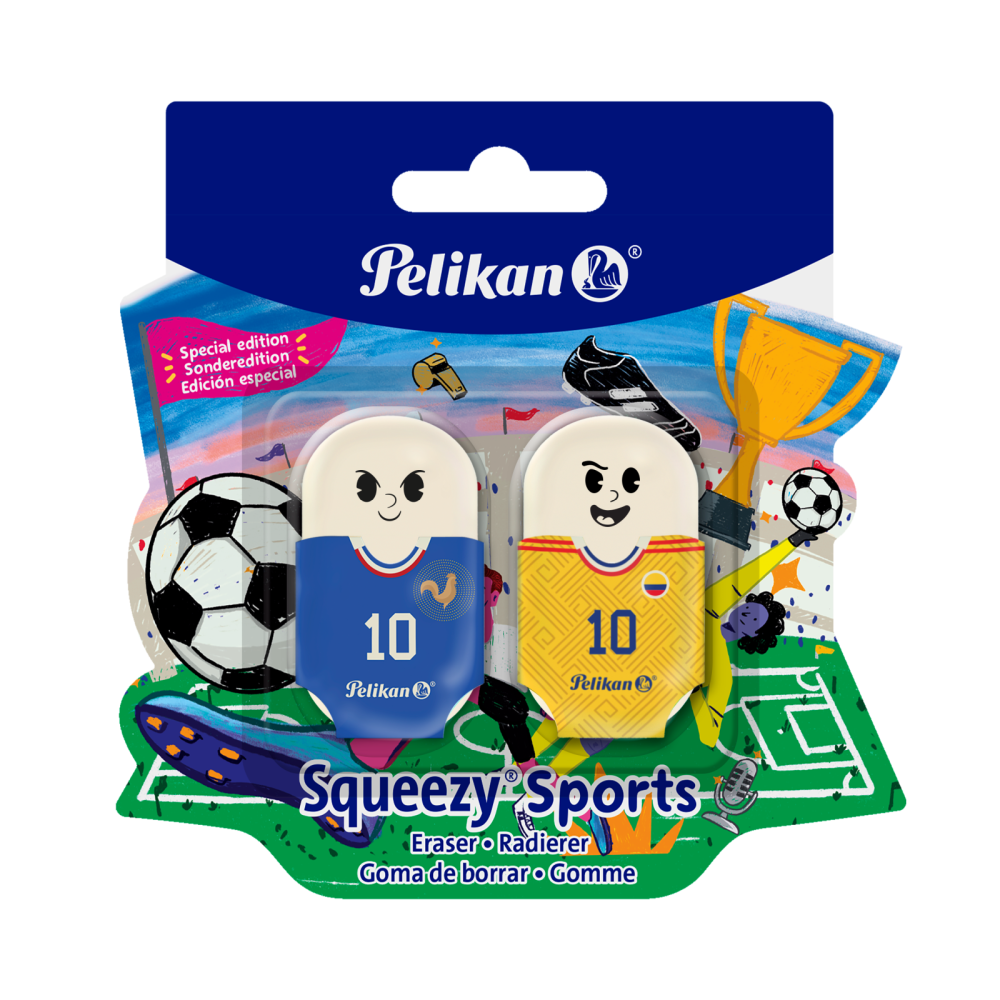 RADIERA SQUEEZY SPORTS MOTIVE ASORTATE FOTBAL SET2 BLISTER [4]