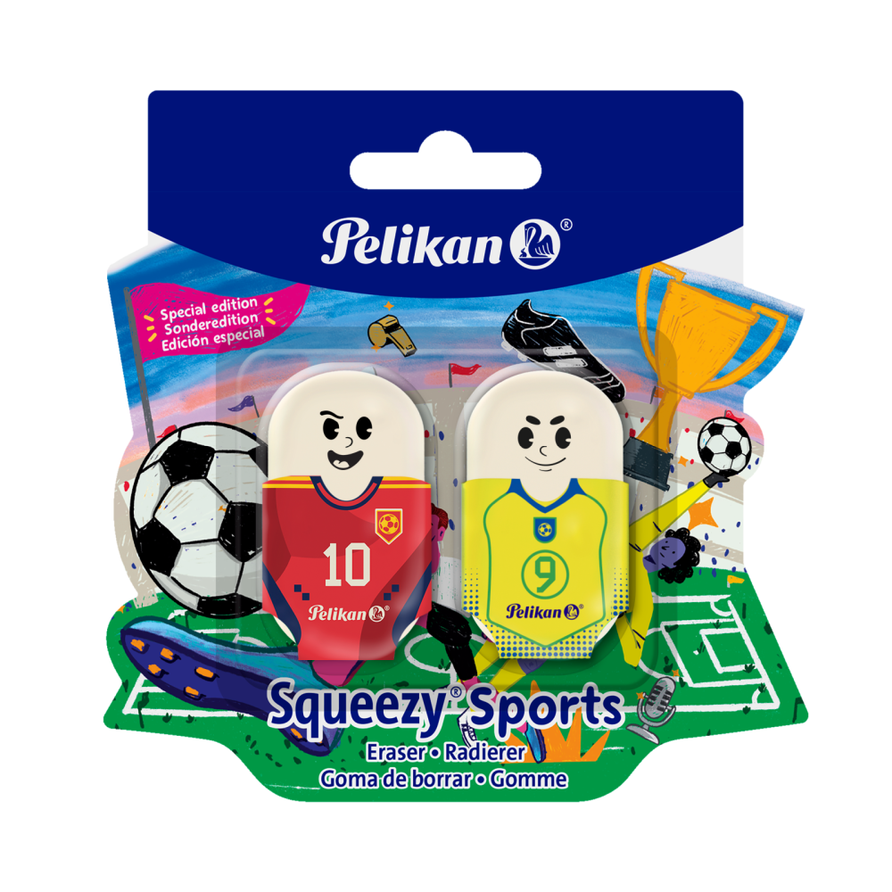 RADIERA SQUEEZY SPORTS MOTIVE ASORTATE FOTBAL SET2 BLISTER [5]