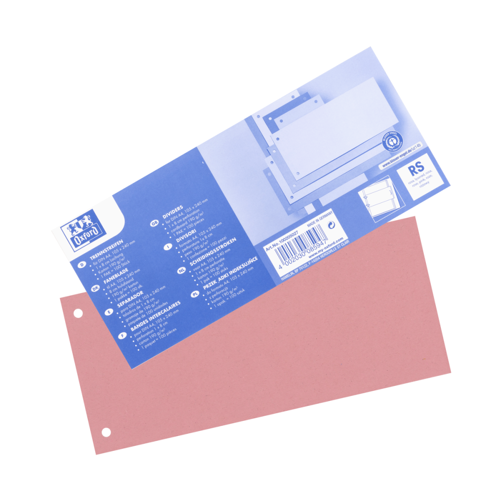 Separatoare carton Oxford 10.5x24cm, 190g, 100 bucati, rosu [4]