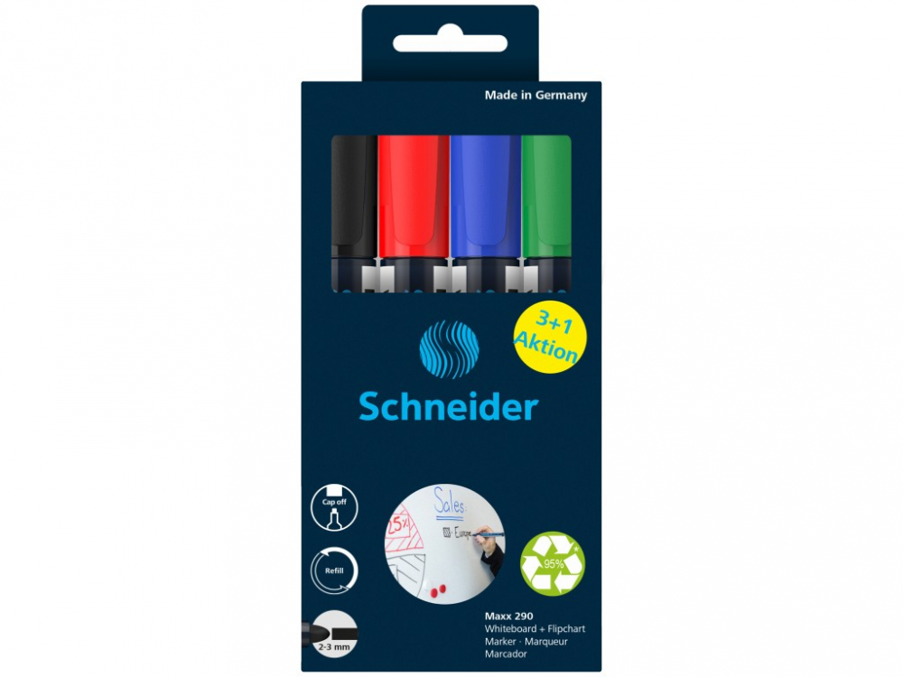 Set 4 markere pentru tabla alba/whiteboard si flipchart Schneider 290 [3]