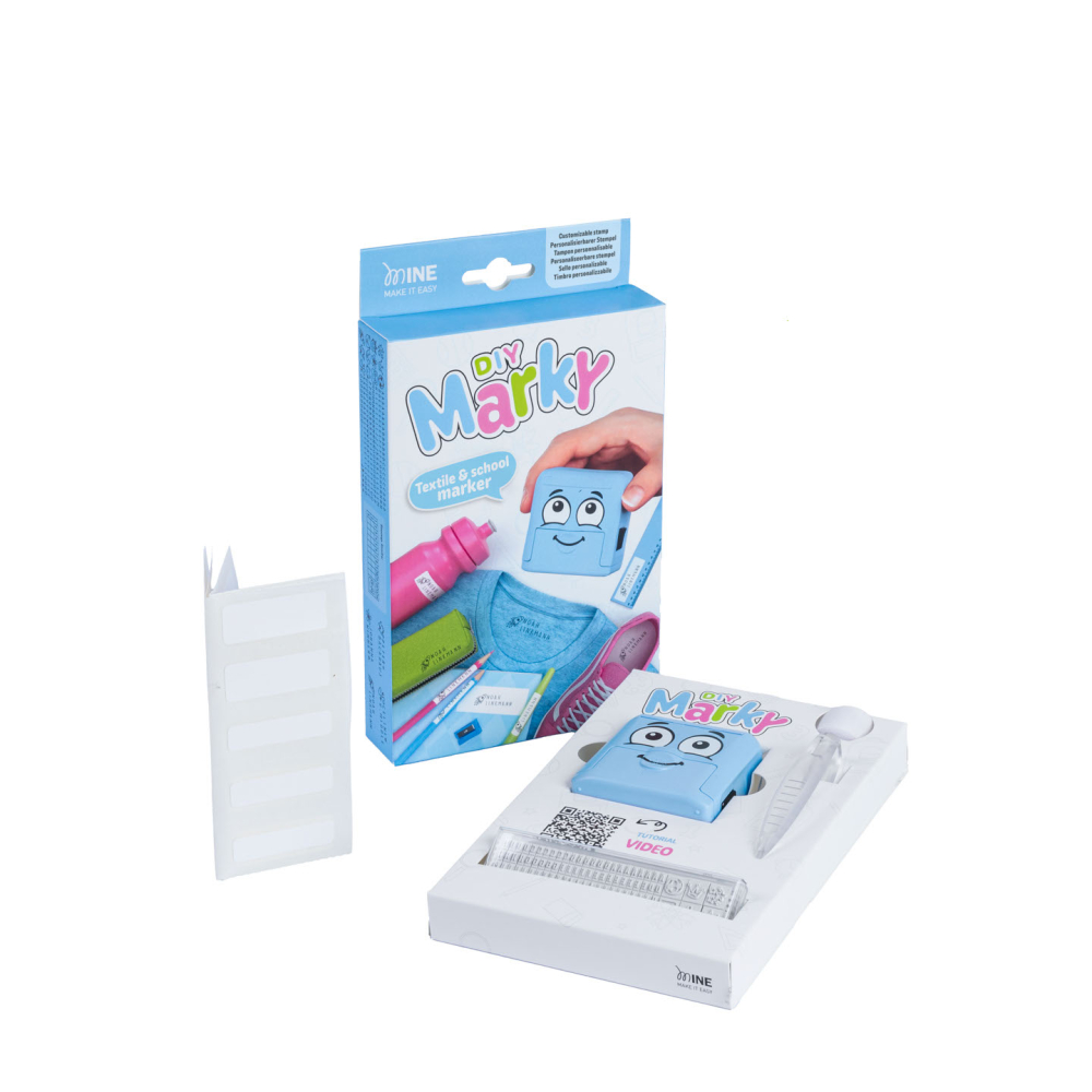 Stampila pentru textile, cu set de litere, Marky DIY albastru [4]