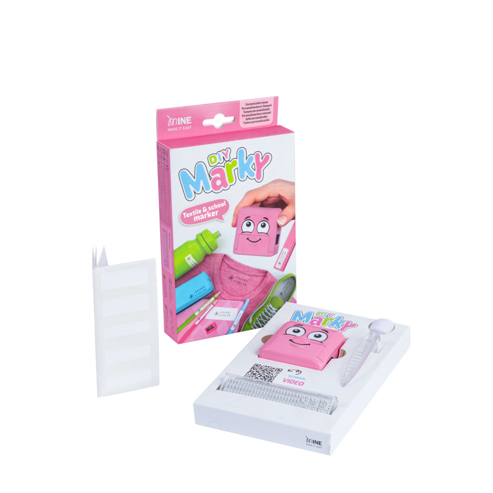 Stampila pentru textile, cu set de litere, Marky DIY roz [2]