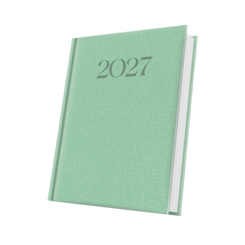 Agende - AGENDA DATATA A5 352PAG PREMIUM DELUXE BIELLA COPERTA PIELE SINTETICA VERDE MENTA FOLIO ARGINTIU 2027