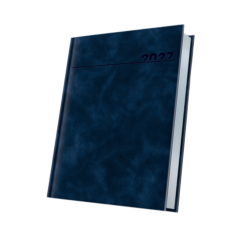 Agende - AGENDA DATATA A5 352PAG PREMIUM DELUXE CHIA COPERTA PIELE SINTETICA BLEUMARIN FOLIO ARGINTIU 2027