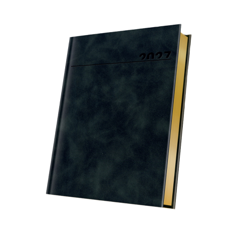 Agende - AGENDA DATATA A5 352PAG PREMIUM DELUXE CHIA COPERTA PIELE SINTETICA NEGRU FOLIO AURIU 2027