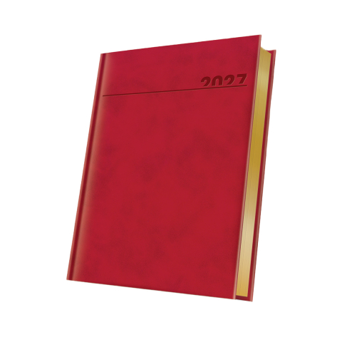 Agende - AGENDA DATATA A5 352PAG PREMIUM DELUXE CHIA COPERTA PIELE SINTETICA ROSU FOLIO AURIU 2027