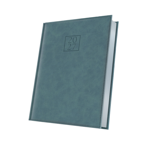 Agende - AGENDA DATATA A5 352PAG PREMIUM DELUXE CHIANTI COPERTA PIELE SINTETICA VERDE CIPRU FOLIO ARGINTIU 2027