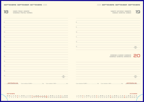 Agenda Lux A5 cu fermoar, Interior datat detașabil, Bluette Blu [2]