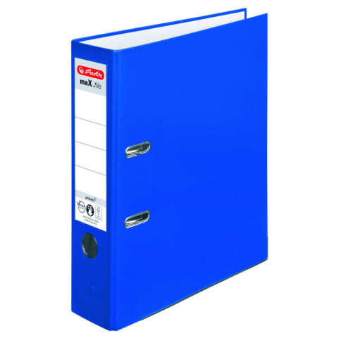 Bibliorafturi - Biblioraft A4 75 mm, plastifiat PP, colturi metalice, Herlitz - albastru