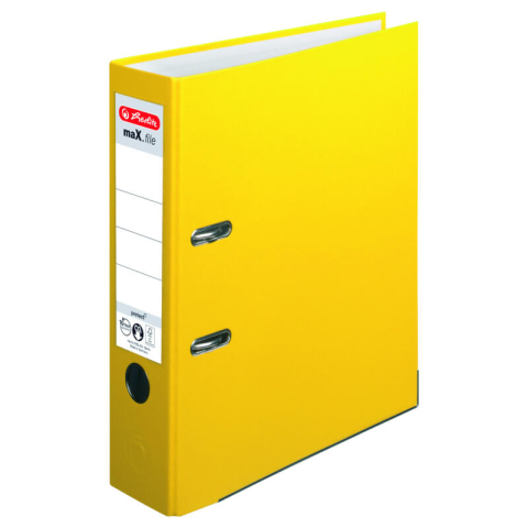 Bibliorafturi - Biblioraft A4 75 mm, plastifiat PP, colturi metalice, Herlitz - galben