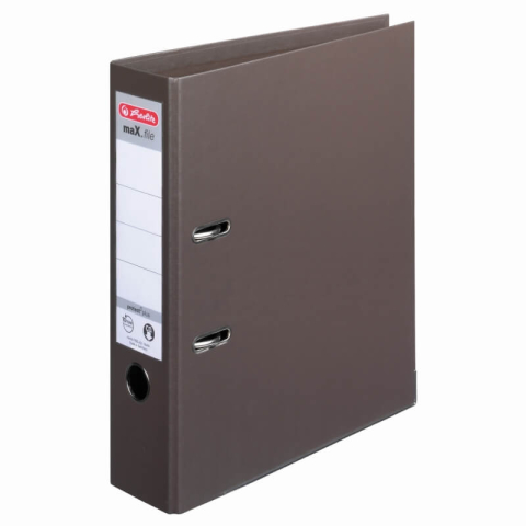 Bibliorafturi - Biblioraft A4 75 mm, plastifiat PP, colturi metalice, Herlitz - maro