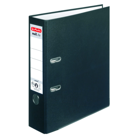 Bibliorafturi - Biblioraft A4 75 mm, plastifiat PP, colturi metalice, Herlitz - negru