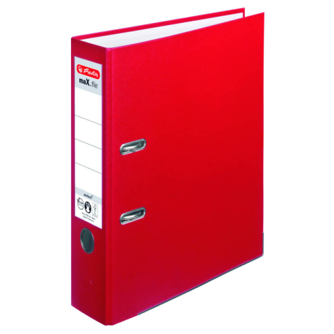 Bibliorafturi - Biblioraft A4 75 mm, plastifiat PP, colturi metalice, Herlitz - rosu