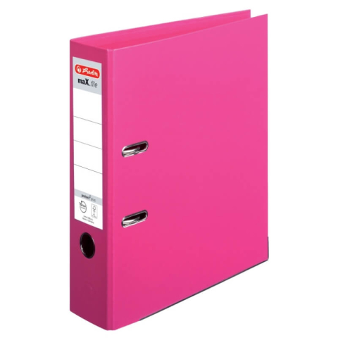 Bibliorafturi - Biblioraft A4 75 mm, plastifiat PP, colturi metalice, Herlitz - roz