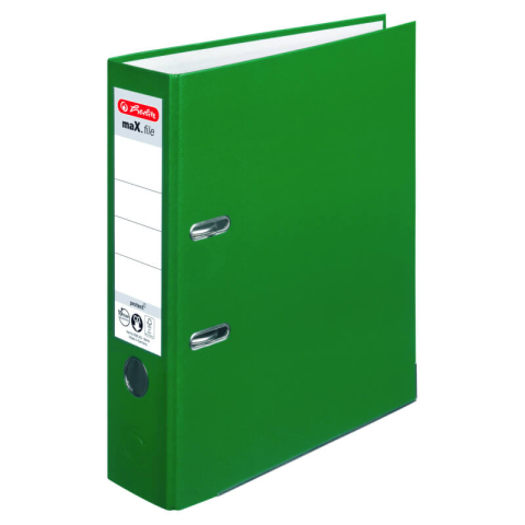 Bibliorafturi - Biblioraft A4 75 mm, plastifiat PP, colturi metalice, Herlitz - verde