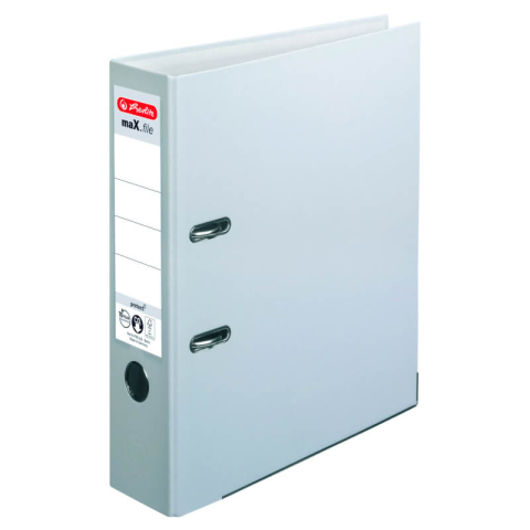 Bibliorafturi - Biblioraft A4 75 mm, plastifiat PP, colturi metalice, Herlitz - gri
